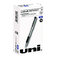 uni-ball 207 Impact Gel Pen, Stick, Bold 1 mm, Blue Ink, Silver/Black/Blue Barrel (65801)