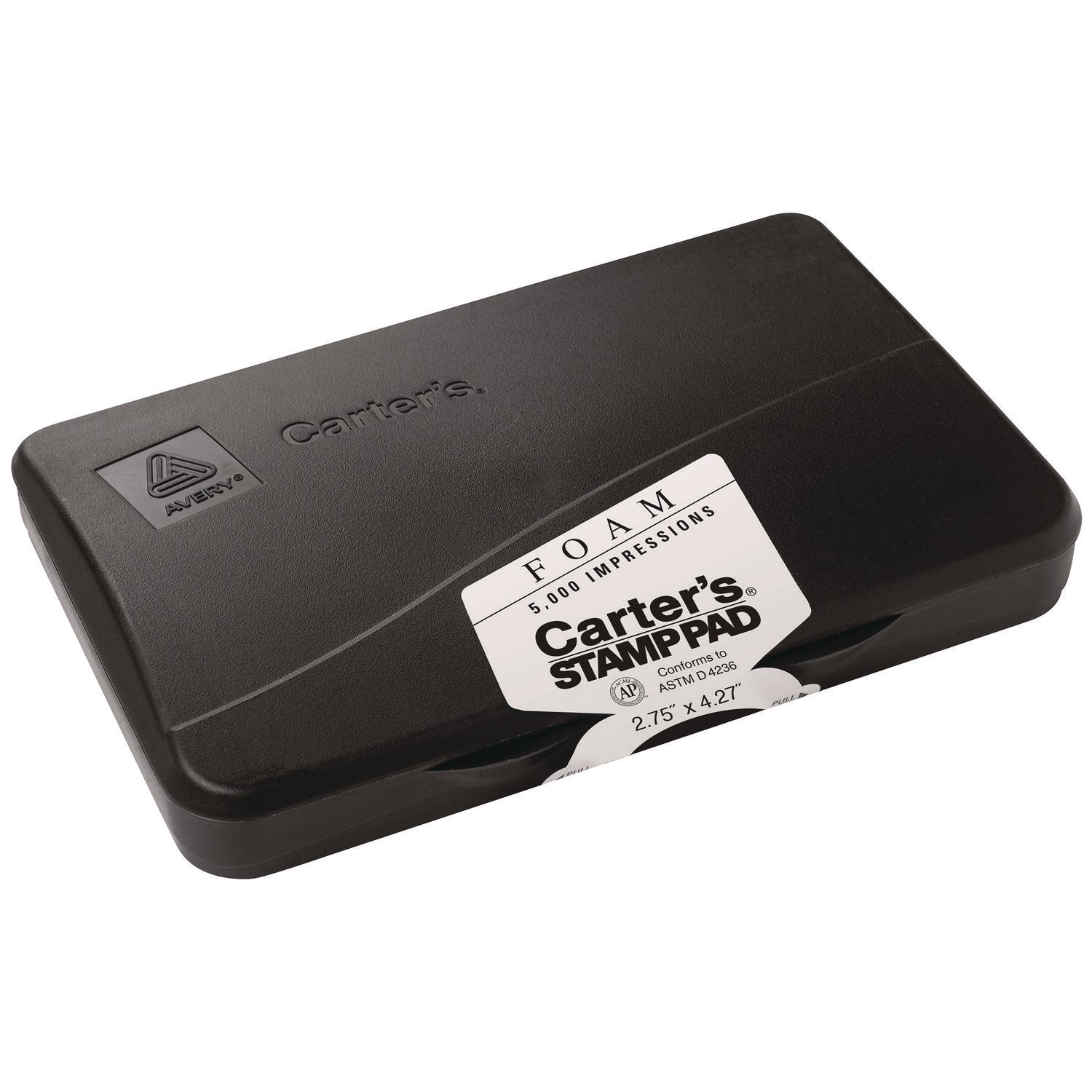Carter's Pre-Inked Foam Stamp Pad, 4.25" x 2.75", Black (21381)