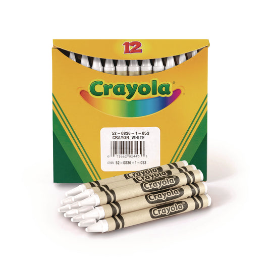 Crayola Bulk Crayons, Regular Size, 0.31" x 3.63", White, 12/Box (520836053)