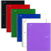 Wirebound Notebook with Eight Pockets, 5-Subject, Medium/College Rule, Randomly Assorted Cover Color, (200) 11 x 8.5 Sheets