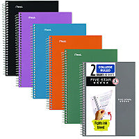 Five Star Wirebound Notebook, 2-Subject, Medium/College Rule, Assorted Cover Color, (80) 9.5 x 6.52 Sheets, 6/Pack (840029A)