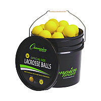 Champion Sports Lacrosse Balls in a Bucket, 11" x 11" Bucket with 36 Yellow Rubber Balls (LBYN36)