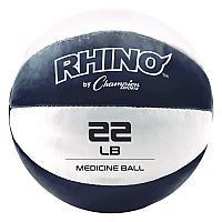 Champion Sports Rhino Leather Medicine Ball, 22 lb, Black/White (MB23)