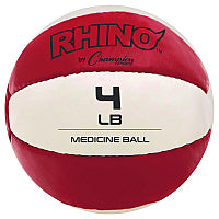 Champion Sports Rhino Leather Medicine Ball, 4 lb, Red/White (MB4)