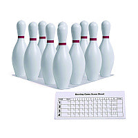 Champion Sports Plastic Bowling Pin Set, White, 10/Set (BP10)