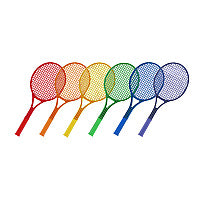 Champion Sports Plastic Tennis Racket Set, Six 21" Rackets, Assorted Colors (JTRSET)