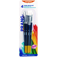 Prang Hobby Four-Brush Set, Assorted, Synthetic, Flat; Round, 4/pack (X94006)