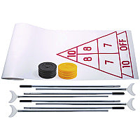 Champion Sports Blacktop Shuffleboard Set, (2) Two-Piece 51" Cues/(8) Discs/Sidewalk Chalk (SBA30)