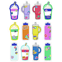 Carson-Dellosa Assorted Colorful Cut-Outs, 36-Piece Set, We Stick Together: Cups + Water Bottles, 5.8" x 8", Multicolor (120651)