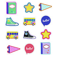 Carson-Dellosa Assorted Colorful Cut-Outs, 36-Piece Set, We Stick Together: Hello School, 6" x 6", Multicolor (120652)
