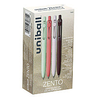 uni-ball Zento Gel Pen, Retractable, Medium 0.7 mm, Black Ink, Adobe/Linen/Mist/Umber Barrel Colors, Dozen (70660)
