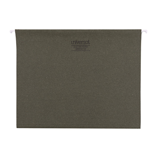 Universal Hanging File Folders, Letter Size, 1/5-Cut Tabs, Standard Green, 25/Box (UNV14115)