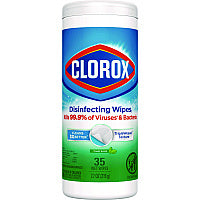 Clorox Disinfecting Wipes, 1-Ply, 7 x 8, Fresh Scent, White, 35/Canister (01593EA)