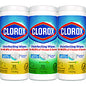Clorox Disinfecting Wipes, 1-Ply, 7 x 8, Fresh Scent/Citrus Blend, White, 35/Canister, 3 Canisters/Pack (30112)