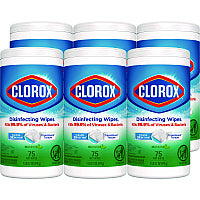 Clorox Disinfecting Wipes, 1-Ply, 7 x 8, Fresh Scent, White, 75/Canister, 6 Canisters/Carton (01656)