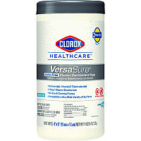 Clorox Healthcare VersaSure Cleaner Disinfectant Wipes, 1-Ply, 6.75 x 8, Fragranced, White, 150 Towels/Canister (31758EA)