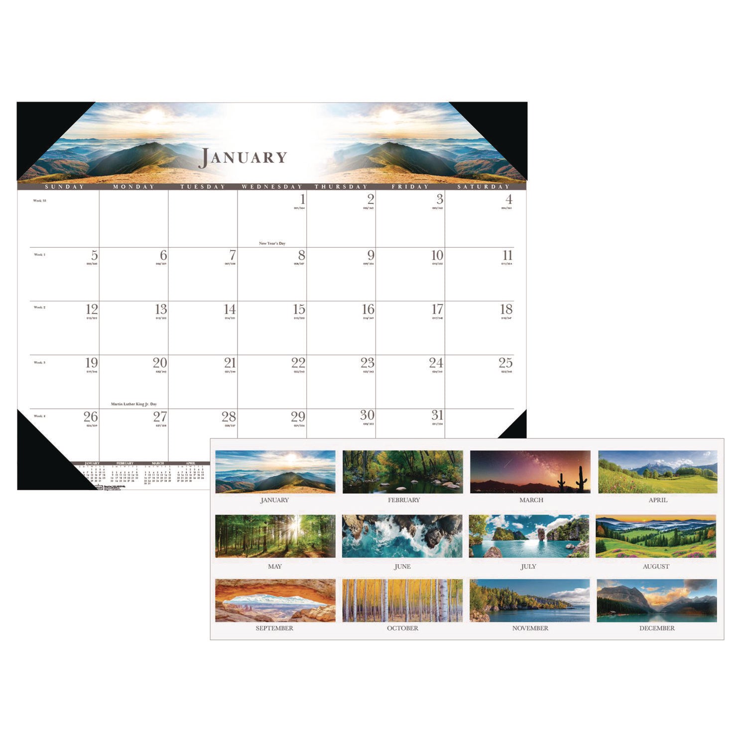 House of Doolittle Recycled Full-Color Monthly Desk Pad Calendar, Nature Photography, 22 x 17, Black Binding/Corners,12-Month (Jan to Dec): 2026 (140HD)