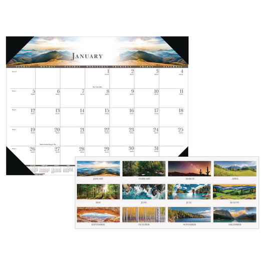 House of Doolittle Recycled Full-Color Monthly Desk Pad Calendar, Nature Photography, 22 x 17, Black Binding/Corners,12-Month (Jan to Dec): 2026 (140HD)