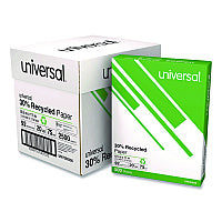 Universal 30% Recycled Copy Paper, 92 Bright, 20 lb Bond Weight, 8.5 x 11, White, 500 Sheets/Ream, 5 Reams/Carton (UNV200305)