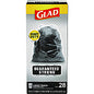 Glad Guaranteed Strong Large Drawstring Trash Bags, Three-Ply, 30 gal, 1.05 mil, 30" x 33", Black, 15/Box (78966BX)