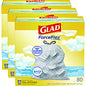 Glad ForceFlex Kitchen Drawstring Trash Bags, 13 gal, Fresh Clean Scent, 24" x 27.38", White, 80 Bags/Box, 3 Boxes/Carton (78899)