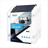 AdirOffice Suction-Mount Acrylic Window Sign Holders, 8.5 x 11, Clear, 12 Sign Holders (6398511WSH12)