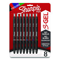 Sharpie S-Gel High-Performance Gel Pen, Retractable, Medium 0.7 mm, Five Assorted Ink Colors, Black Barrel, 8/Pack (2126231)
