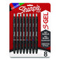 Sharpie S-Gel High-Performance Gel Pen, Retractable, Medium 0.7 mm, Five Assorted Ink Colors, Black Barrel, 8/Pack (2126231)