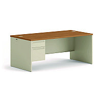 HON 38000 Series Left Pedestal Desk, 72" x 36" x 29.5", Harvest/Putty (38294LCL)