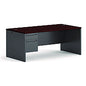 HON 38000 Series Left Pedestal Desk, 72" x 36" x 29.5", Mahogany/Charcoal (38294LNS)