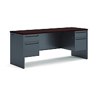 HON 38000 Series Kneespace Credenza, 72w x 24d x 29.5h, Mahogany/Charcoal (38854NS)