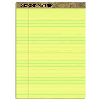 TOPS Second Nature Recycled Ruled Pads, Wide/Legal Rule, 50 Canary-Yellow 8.5 x 11.75 Sheets, Dozen (74890)