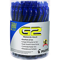 Pilot G2 Premium Gel Pen Convenience Pack, Retractable, Fine 0.7 mm, Blue Ink, Smoke/Blue Barrel, 36/Pack (84066)