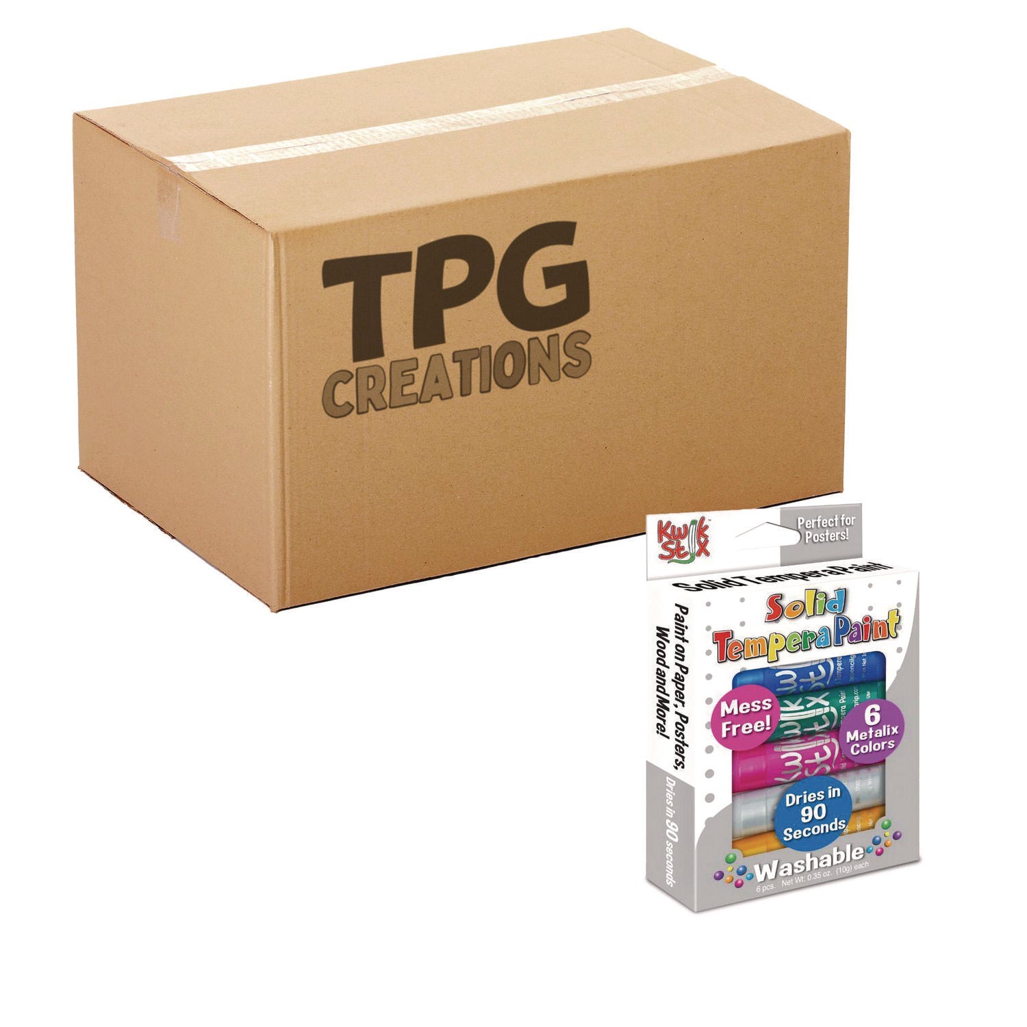 The Pencil Grip Kwik Stix Tempera Paint Set, 6 Assorted Metallic Colors, 6/Set, 24 Sets/Carton (61324)