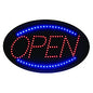Alpine LED Oval Open Sign, 23 x 14, Black Frame, Blue/Red Graphics (ALP49702)