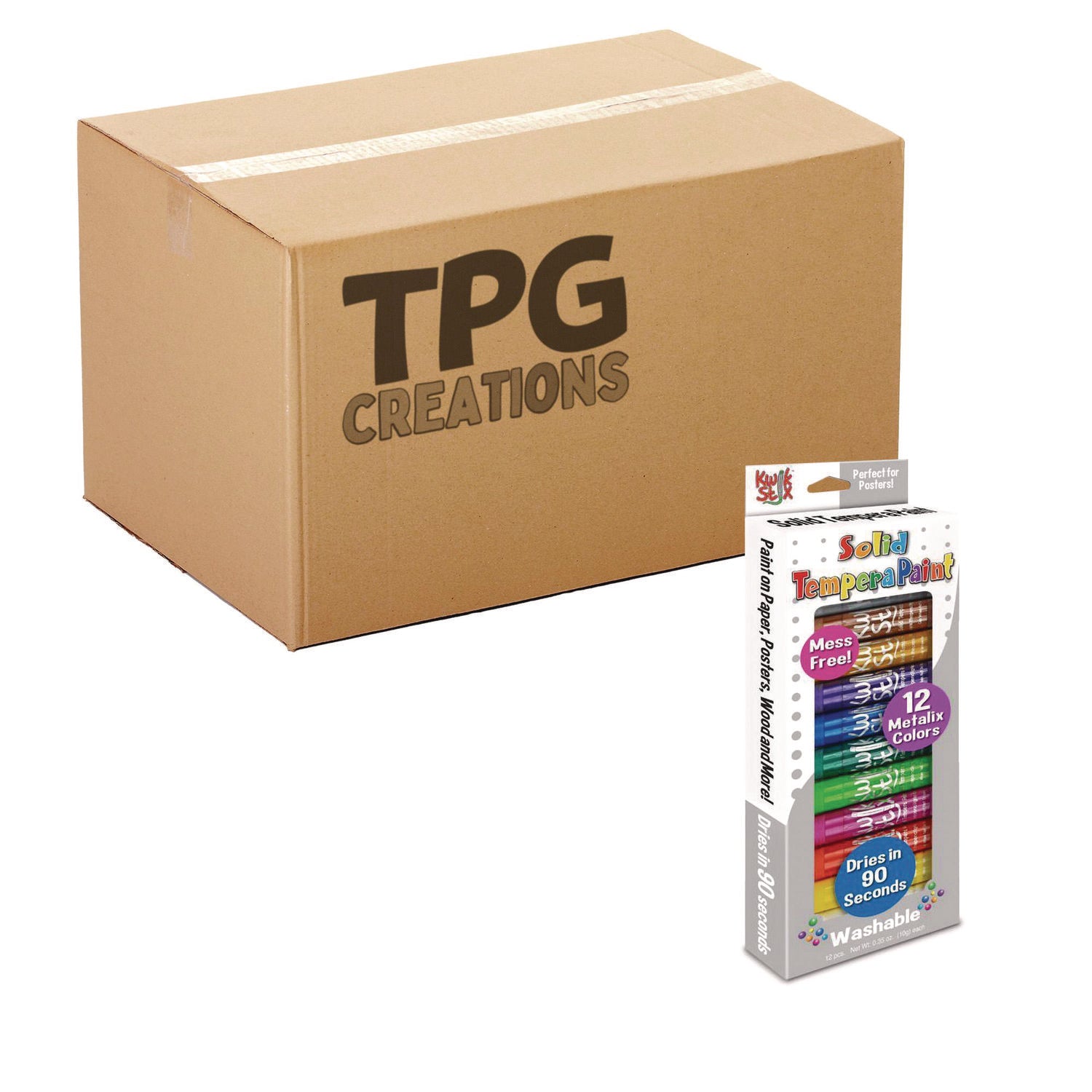 The Pencil Grip Kwik Stix Tempera Paint Set, 12 Assorted Metallic Colors, 12/Set, 12 Sets/Carton (61412)