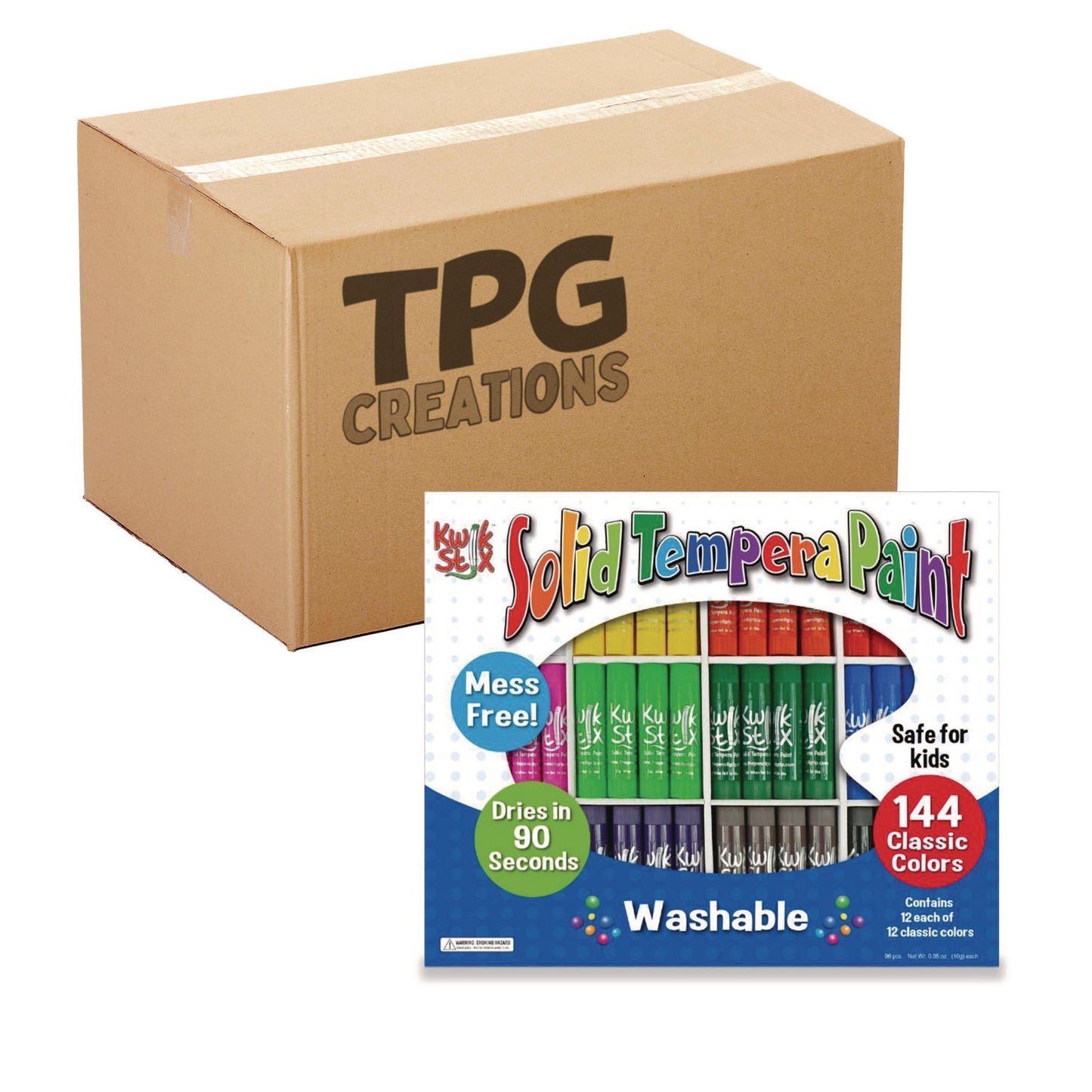 The Pencil Grip Kwik Stix Tempera Paint Set, 12 Assorted Classic Colors, 144/Pack, 2 Packs/Carton (64402)