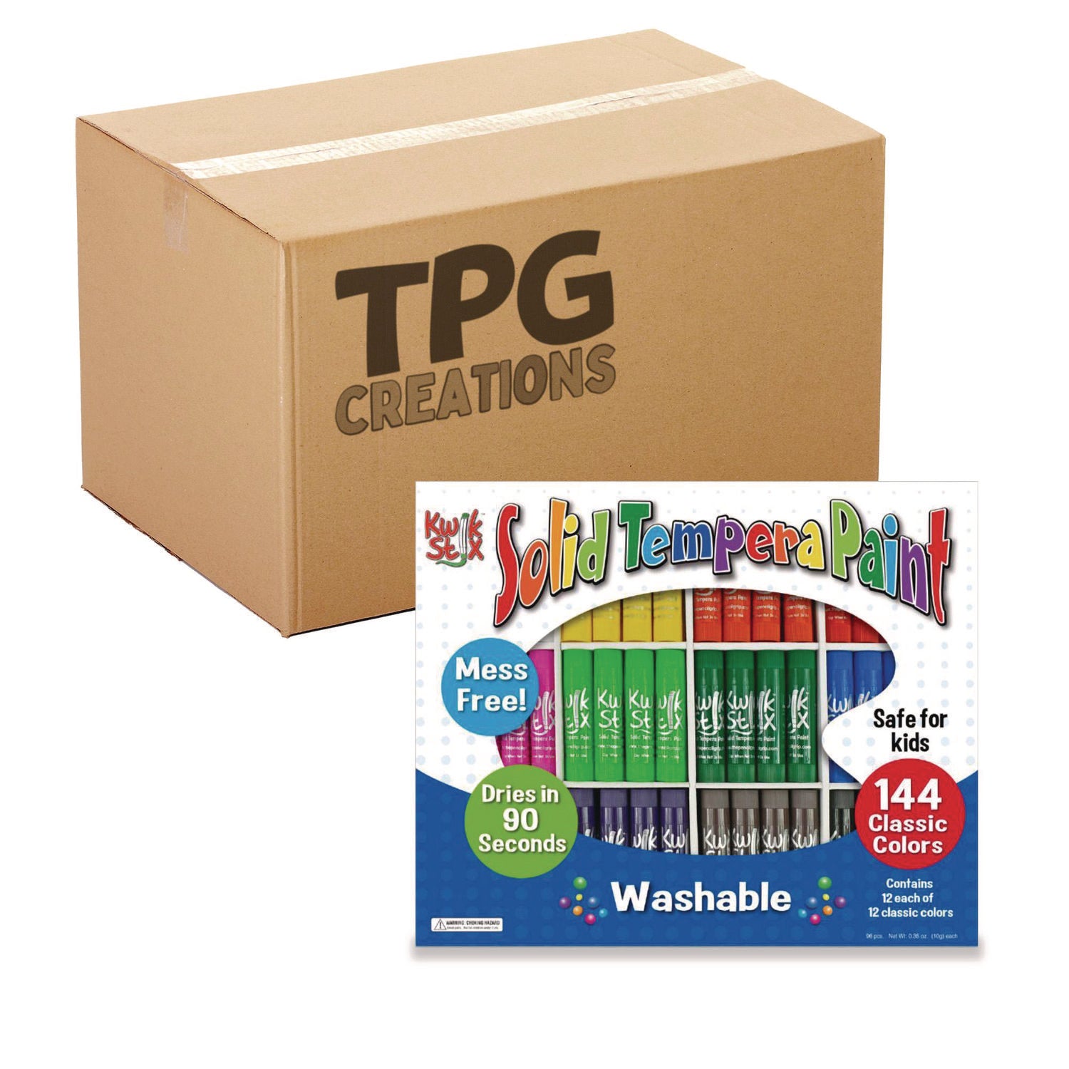 The Pencil Grip Kwik Stix Tempera Paint Set, 12 Assorted Classic Colors, 144/Pack, 2 Packs/Carton (64402)