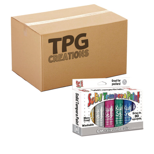 The Pencil Grip Kwik Stick Tempera Paint, 6 Assorted Metallic Colors, 6/Pack, 12 Packs/Carton (64712)