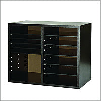 AdirOffice Wood Adjustable 12 Compartment Literature Organizer, 12 Sections, Letter Size, 20 x 11.8 x 16.3, Black (I50012BLK)