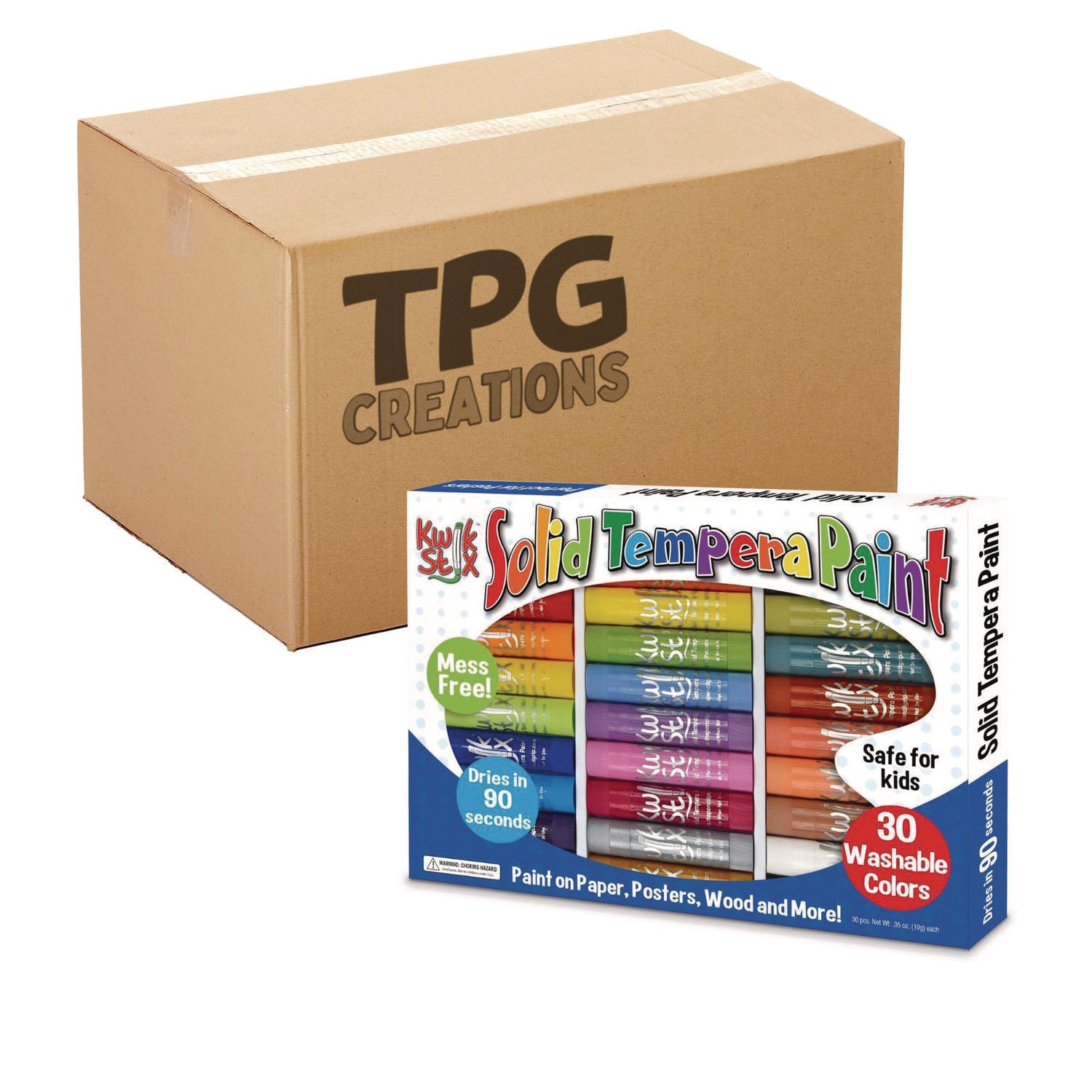 The Pencil Grip Kwik Stix Tempera Paint Set, 30 Assorted Colors, 30/Pack, 6 Packs/Carton (68106)