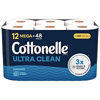 Cottonelle Ultra CleanCare Toilet Paper, Strong Bath Tissue, Septic Safe, 1-Ply, White, 284 Sheets/Roll, 12 Rolls/Pack, 4 Packs/Carton (55480)