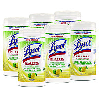 Lysol(R) Disinfecting Wipes, Fresh Citrus, 70 Wipes, 6 Canisters (49128CT)