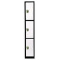 AdirOffice Steel Storage Locker, 3 Compartment, 12 x 12 x 72, Black Body/White Doors (I629203BW)