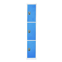 AdirOffice Steel Storage Locker, 3 Compartment, 12 x 12 x 72, Blue (I629203BLU)