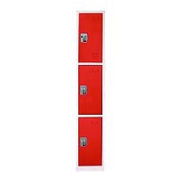 AdirOffice Steel Storage Locker, 3 Compartment, 12 x 12 x 72, Red (I629203RED)
