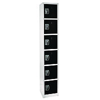 AdirOffice Steel Storage Locker, 6 Compartment, 12 x 12 x 72, Black (I629206BLK)