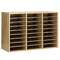 AdirOffice Wooden 27 Compartment Literature Organizer, 27 Sections, Letter Size, 31.49 x 11.81 x 21.65, Medium Oak (IOF20101MEO)