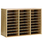 AdirOffice Wooden 27 Compartment Literature Organizer, 27 Sections, Letter Size, 31.49 x 11.81 x 21.65, Medium Oak (IOF20101MEO)