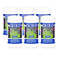 SCRUBS Graffiti and Paint Remover Towels, Citrus, 10 x 12, Neutral Scent, Orange on White, 30/Canister, 6 Canisters/Carton (90130CT)